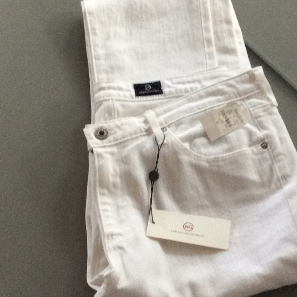 AG White Straight Leg Jeans